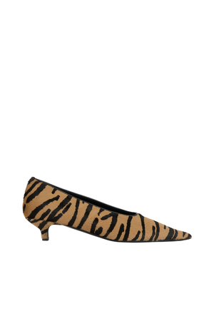 Sharp Pony Hair Kitten Pumps