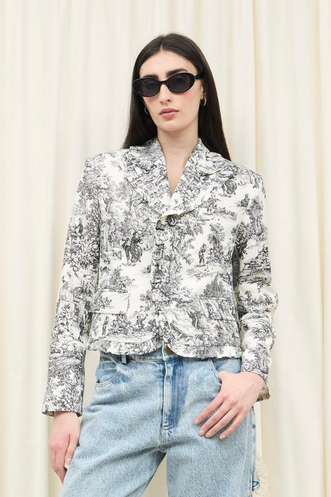 Miles Ruffle Trim Toile Blazer
