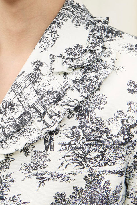 Miles Ruffle Trim Toile Blazer