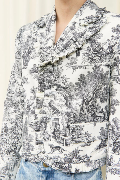 Miles Ruffle Trim Toile Blazer