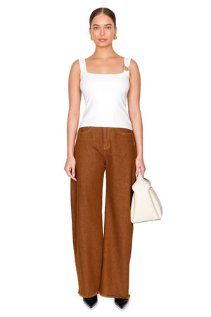 Brown Denim Boyfriend Trousers