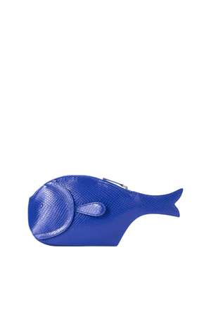 Cobalt blue fish shaped clutch bag