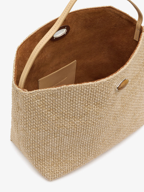 Turnlock Raffia Mini Shoulder Bag