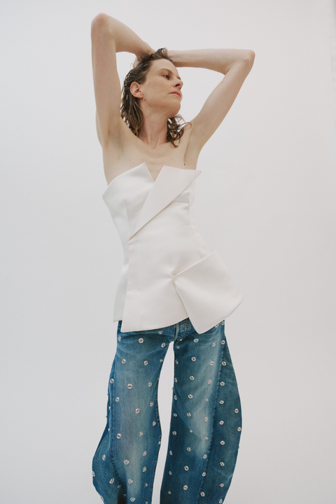 Corseted Tuxedo Top