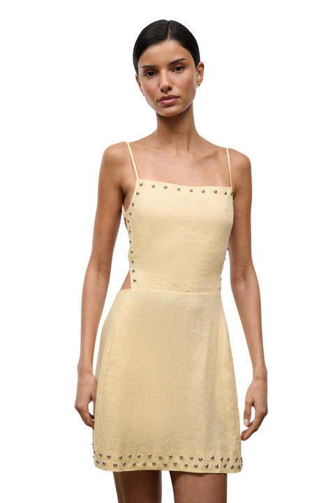 Angelique Linen Dress Butter Studs
