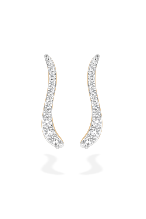 Pair of diamond earrings on a white background