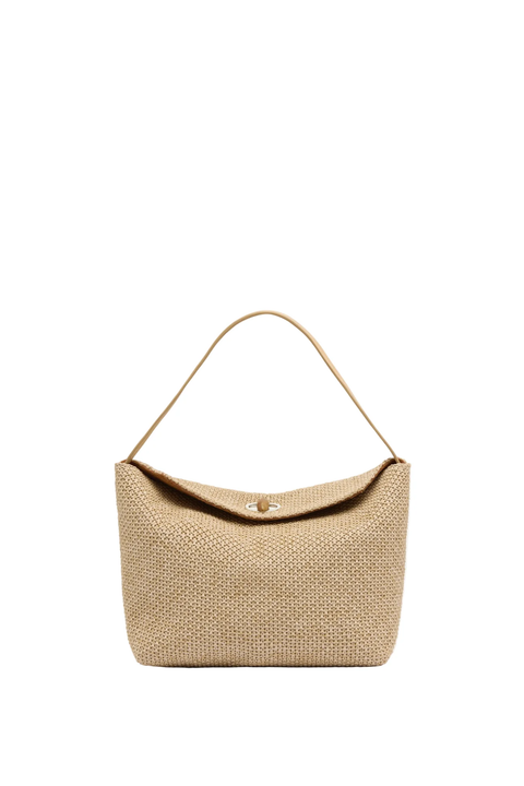 Turnlock Raffia Mini Shoulder Bag