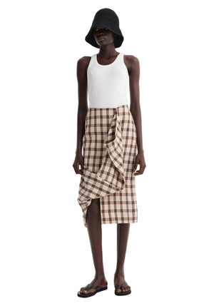 Draped Check Skirt