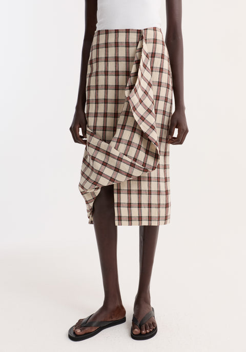 Draped Check Skirt