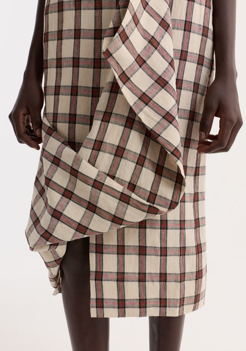 Draped Check Skirt