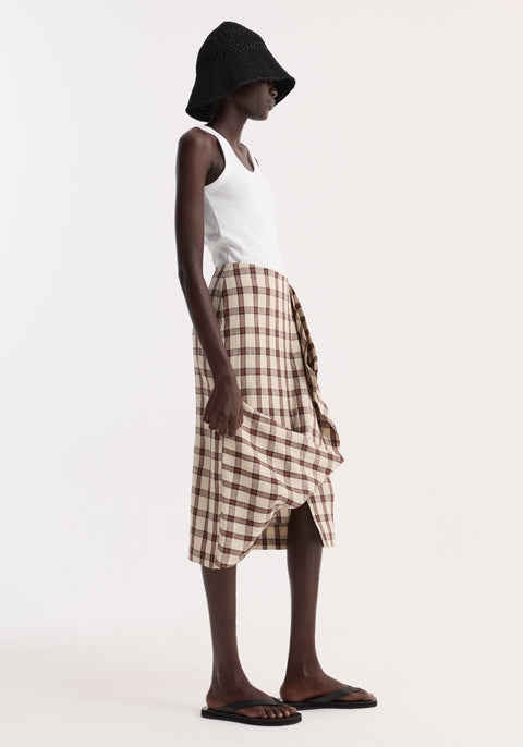 Draped Check Skirt