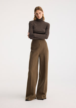 Palazzo Leg Shaped Wool Trousers