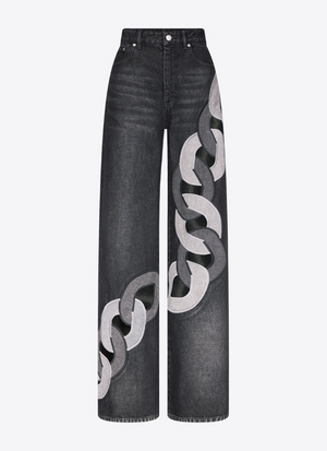 Chain Cutout Wide Leg Jeans