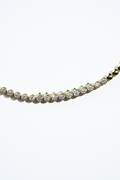 Tubbo Sideway Diamond Emerald Tennis Necklace