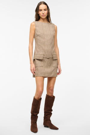 Sheila Dress Mocha Herringbone