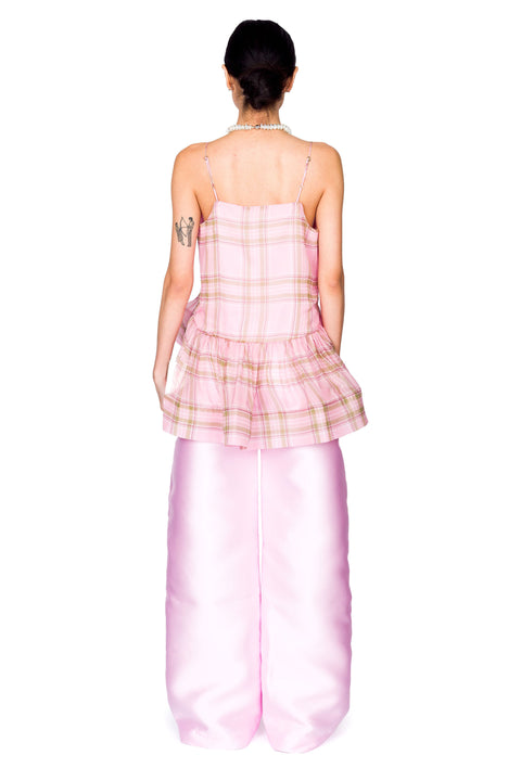 Tartan Printed Chiffon Strappy Top