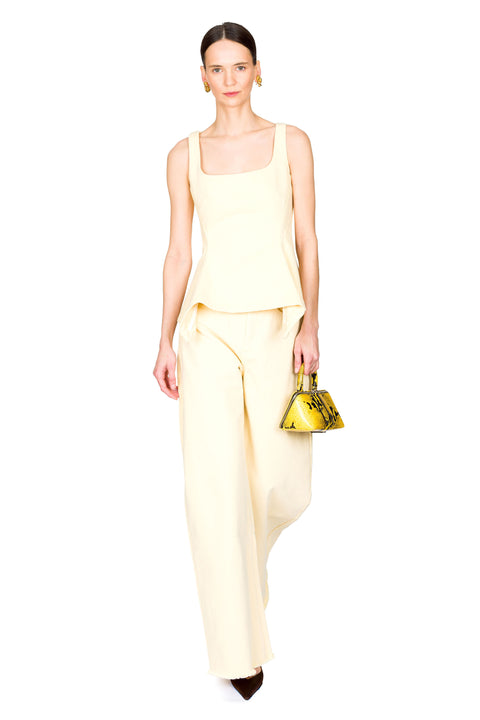 Drill Peplum Strap Corset