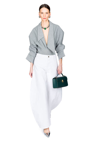 Tailored Bodysuit With Shirt Collar Insert