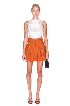 Utility Double Zip Belted Mini Skirt
