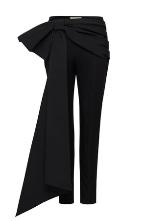 Black straight leg trouser with large bow detail.