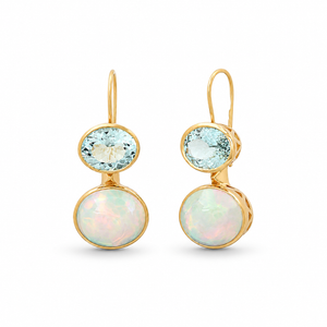 Aquamarine and Opal Duo Earrings