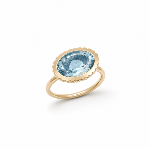 Aquamarine Omega Ring