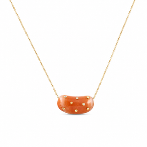 Small Carved Carnelian Agate Studded Bean Necklace
