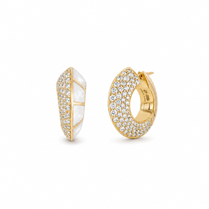 Eclipse Earrings Mother Of Pearl And Diamond Huggies