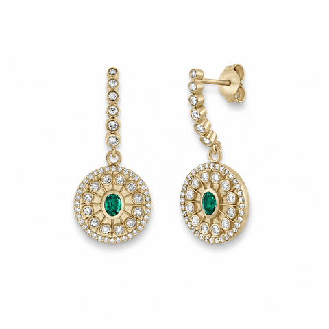 Serenity Emerald Post Dangle Earrings