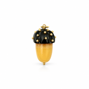 Carved Stone Acorn Pendant With Gold Balls