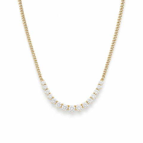 Graduated Diamond Necklace On Cuban Chain