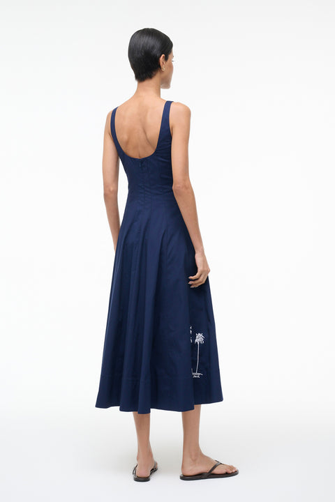 Wells Dress Navy Embroidery