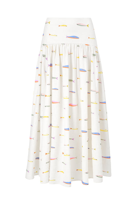 Procida Linen Skirt Pop Sardines Ivory