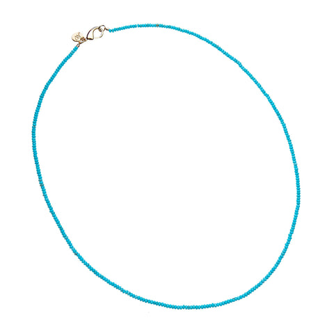 Double Wrap Diamond Cut Beaded Necklace in Turquoise