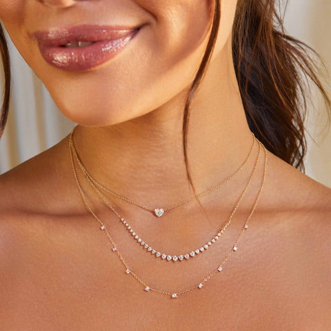 Full Cut Diamond Heart Choker Necklace