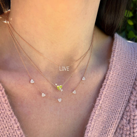 5 Mini Diamond Heart Necklace