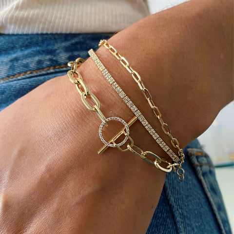 Jumbo Diamond Toggle Bracelet .16CT 14K