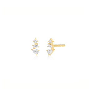 Multi Faceted Diamond Stud Earring