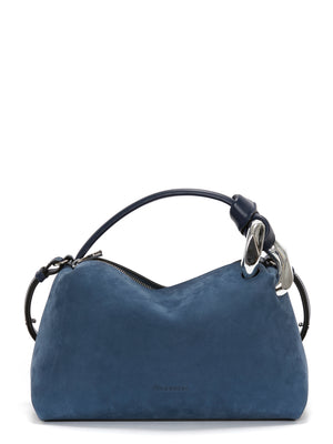 Blue suede jwa corner bag.