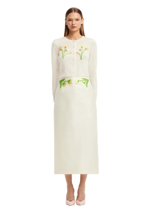 Quinn Embellished Wool Midi Skirt