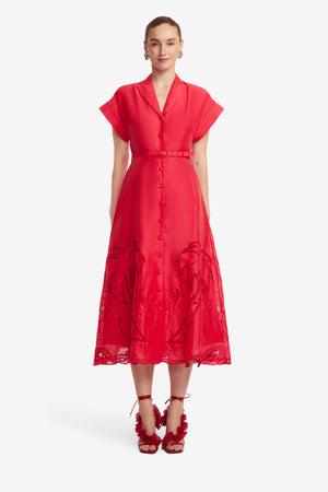 Aubrey Applique Shirt Midi Dress