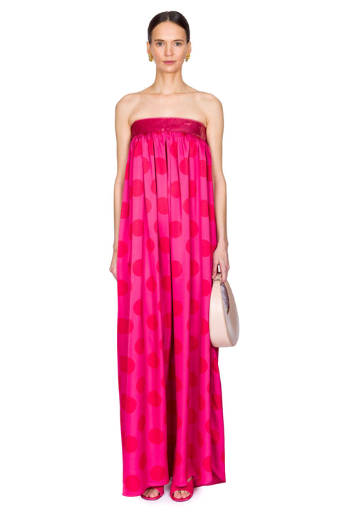 Polka Dot Sequin Strapless Dress