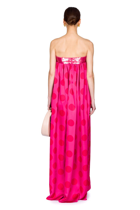 Polka Dot Sequin Strapless Dress