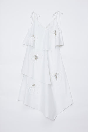 Layered Midi Dress With Floral Applique