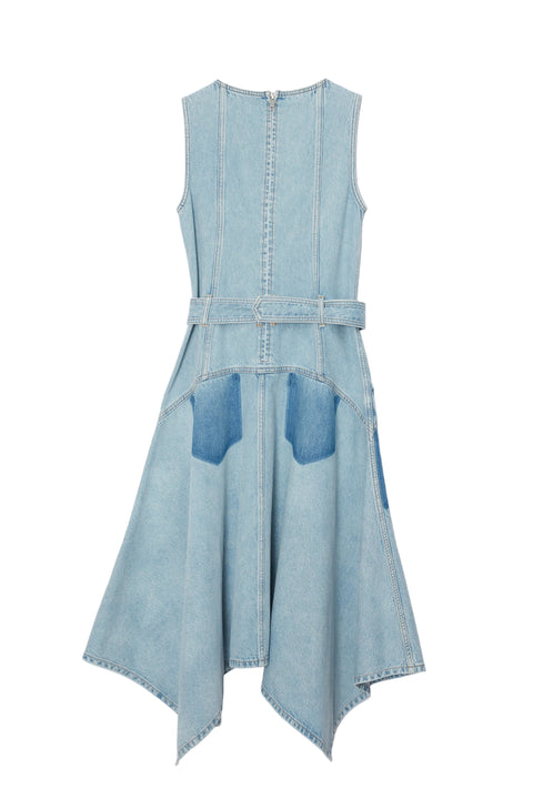Ghost Patch Sleeveless Midi Denim Dress