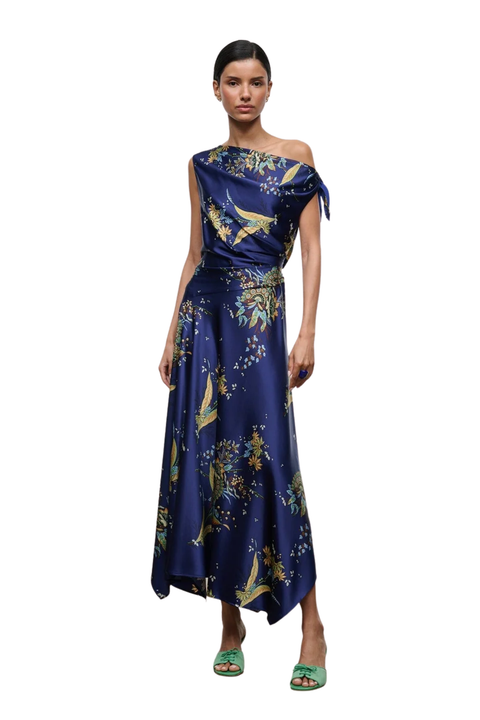 Portia Silk Dress Tapestry Midnight