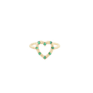 Open Heart Emerald Pinky Ring