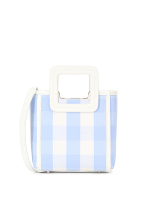 Blue and white gingham crossbody bag