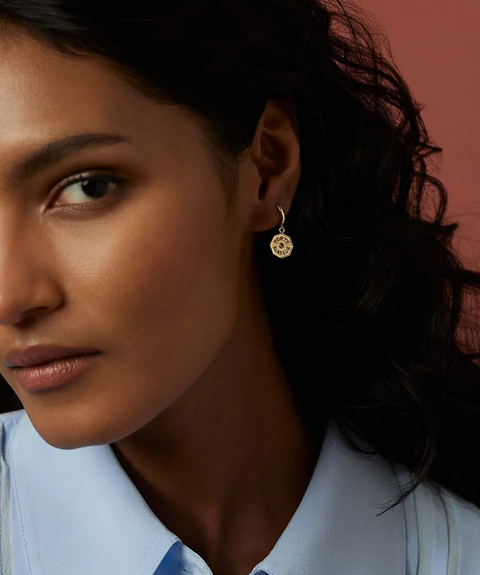 Wee Porte Bonheur Raised Gold Emerald Huggie Hoops