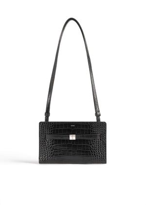 Belted Croco-Embossed Crossbody